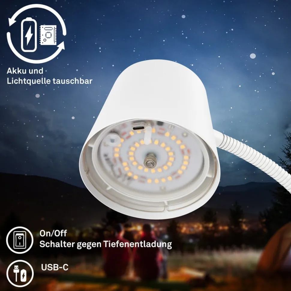 Cielo LED-gulvlampe, hvid, touchdæmper, USB-kabel