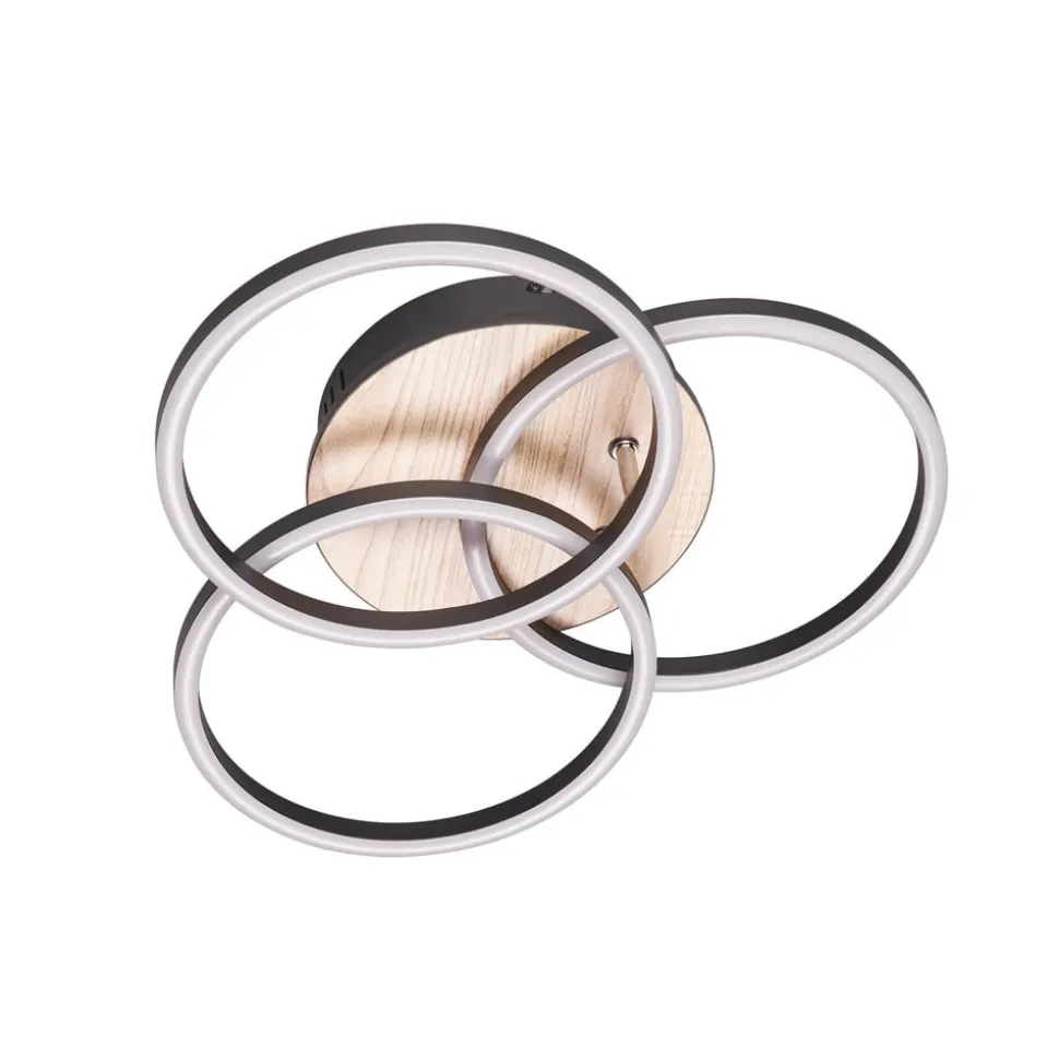 Circle LED-loftlampe 3 lysk fjernbetjening træ