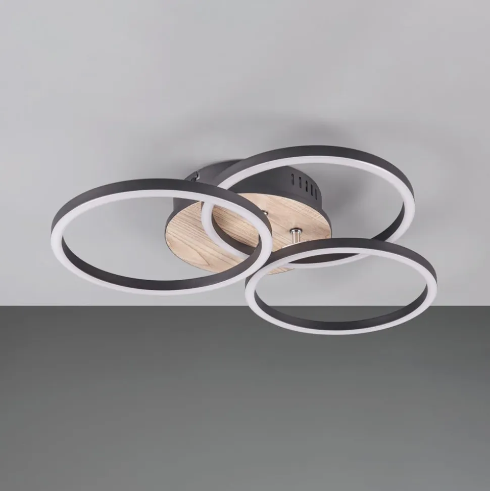 Circle LED-loftlampe 3 lysk fjernbetjening træ
