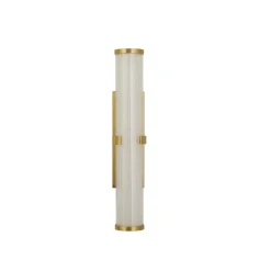 Clamp LED-væglampe, guld/hvidt stål, glas, IP44