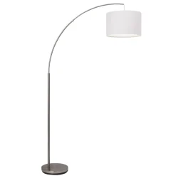Clarie gulvlampe, hvid, jernfarvet, 180 cm, stof/metal