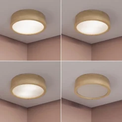 Cleo loftlampe, Ø 28 cm, 2 lyskilder, egetræ, E27