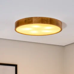 Cleo loftlampe, Ø 57,5 cm, 5 lyskilder, egetræ, E27