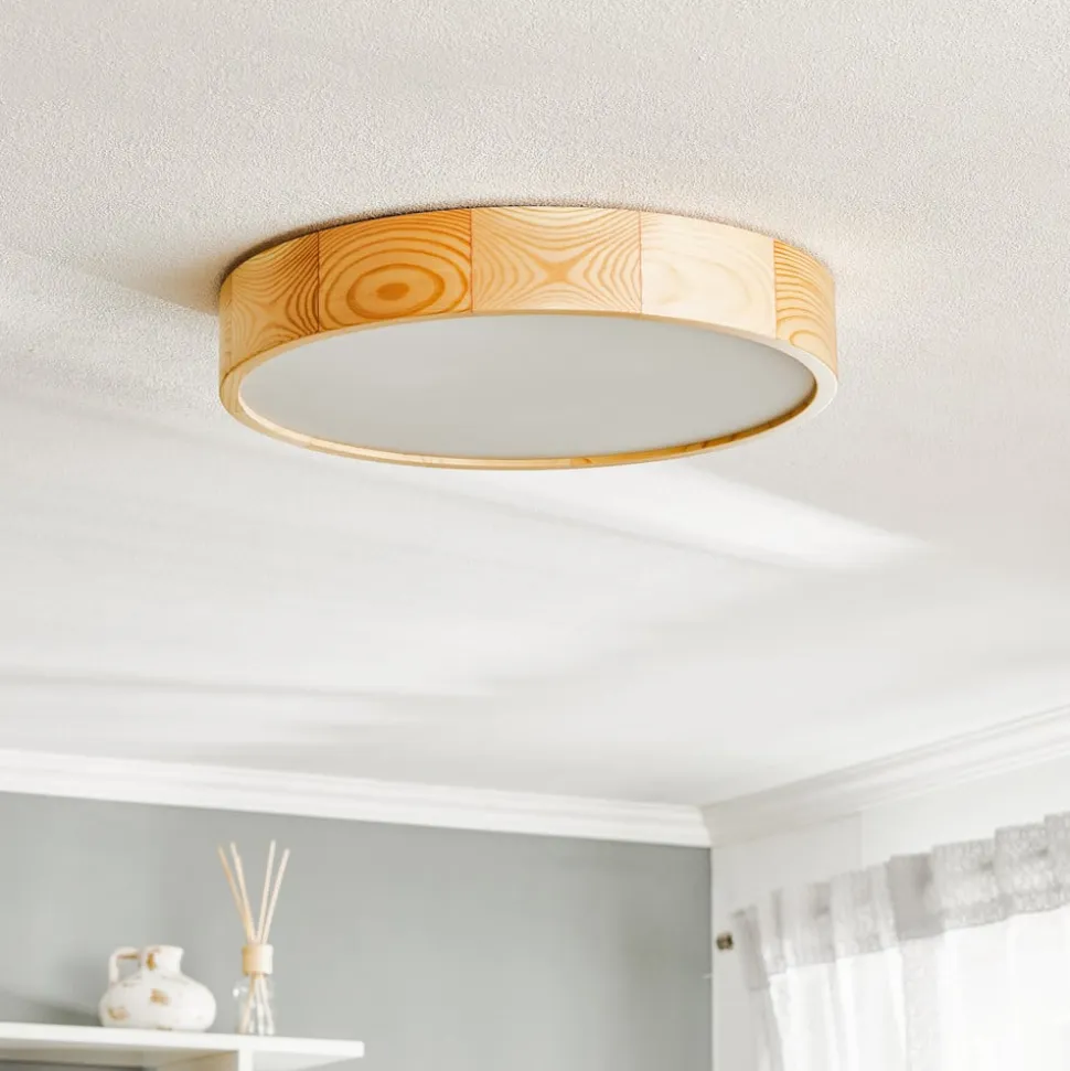 Cleo loftlampe, Ø 47,5 cm, 4 lyskilder, fyrretræ, E27