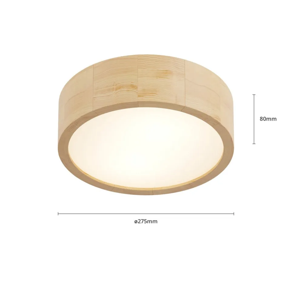 Cleo loftlampe, Ø 27,5 cm, 2 lyskilder, fyrretræ, E27