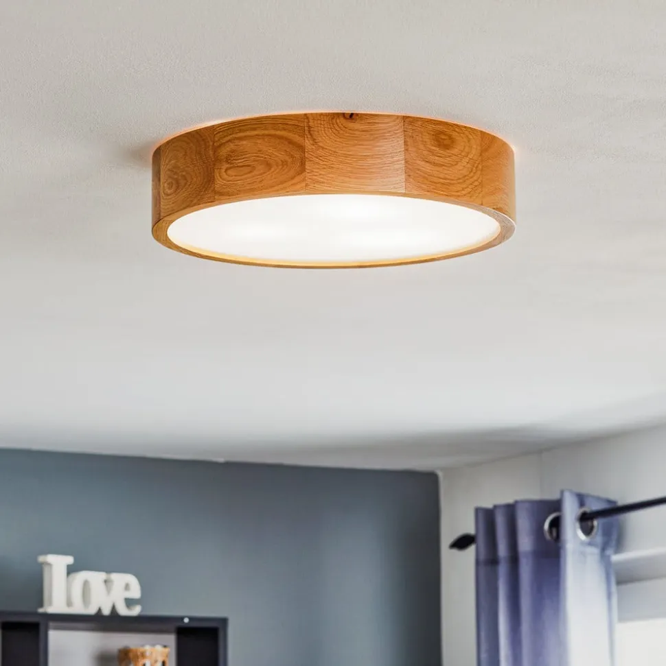 Cleo loftlampe, Ø 38 cm, 3 lyskilder, egetræ, E27