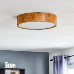 Cleo loftlampe, Ø 38 cm, 3 lyskilder, egetræ, E27