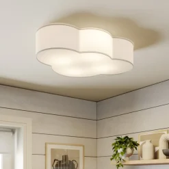 Cloud loftlampe, hvid, tekstil, længde 62 cm, E27, 4 lyskilder.