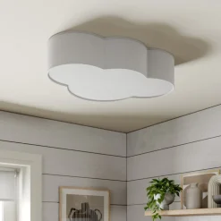 Cloud loftlampe, hvid, tekstil, længde 62 cm, E27, 4 lyskilder.