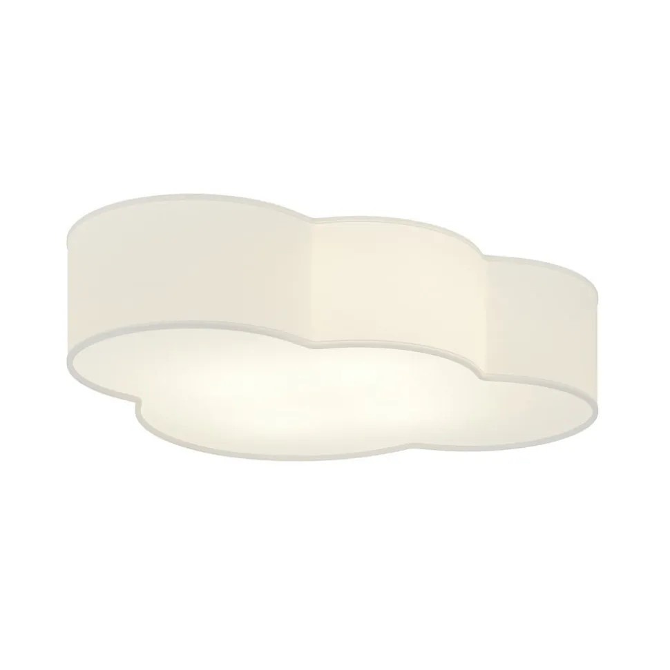 Cloud loftlampe, hvid, tekstil, længde 62 cm, E27, 4 lyskilder.