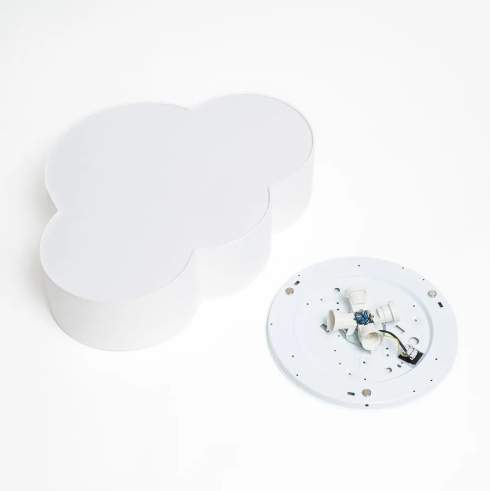 Cloud loftlampe, hvid, tekstil, længde 62 cm, E27, 4 lyskilder.