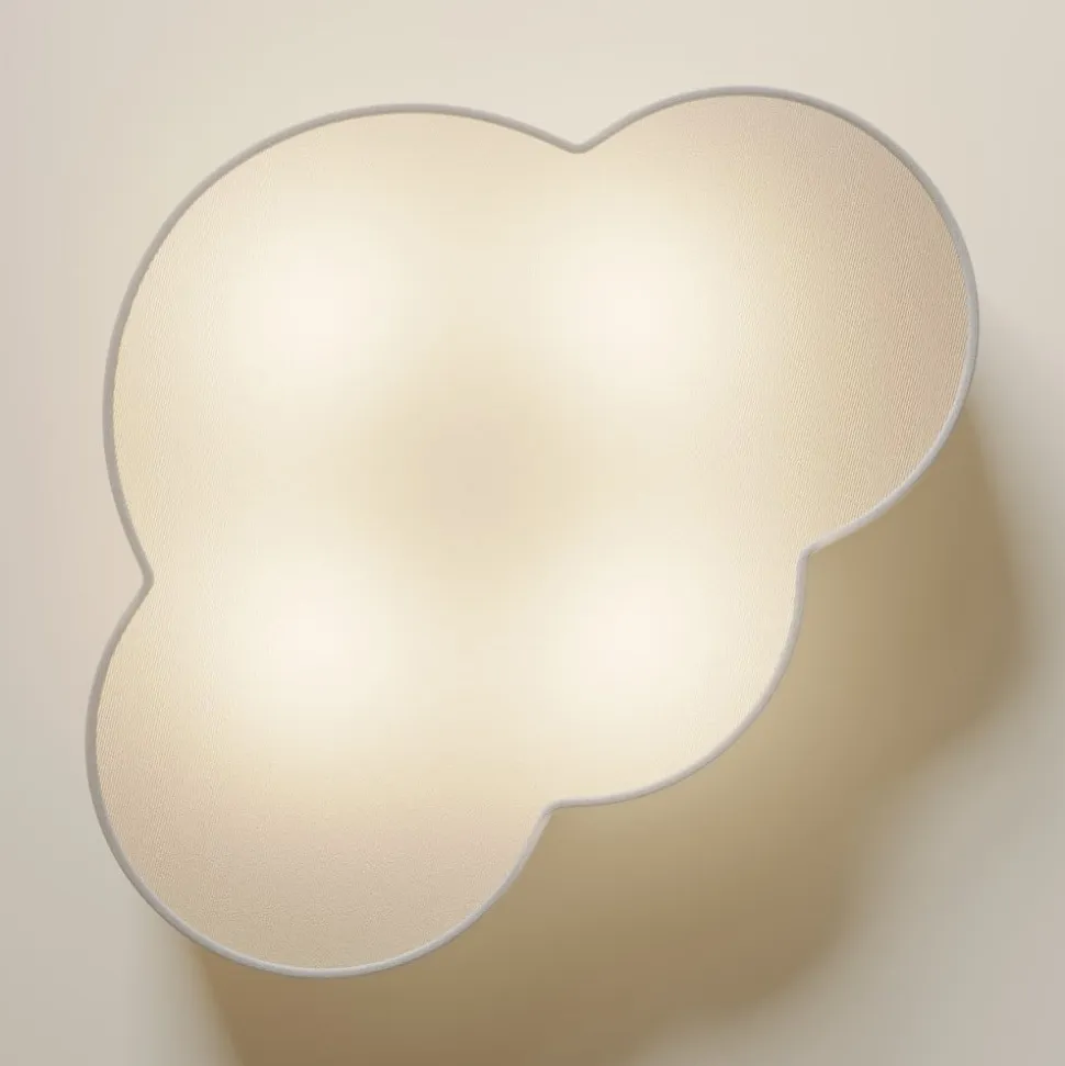 Cloud loftlampe, hvid, tekstil, længde 62 cm, E27, 4 lyskilder.