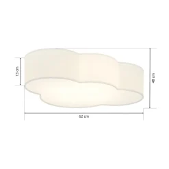 Cloud loftlampe, hvid, tekstil, længde 62 cm, E27, 4 lyskilder.