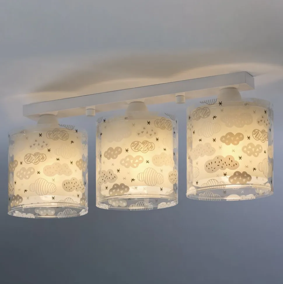 Clouds loftslampe til børneværelset 3-lys grå