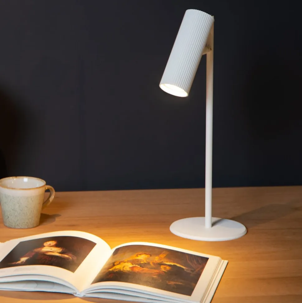 Clubs bordlampe, hoved kan drejes og roteres, hvid