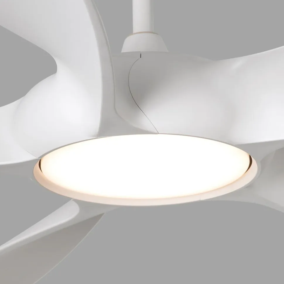 Cocos L loftventilator med LED-lampe, DC, hvid