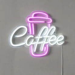 Coffee LED-væglampe, pink/hvid, plexiglas, 40 x 30 cm USB