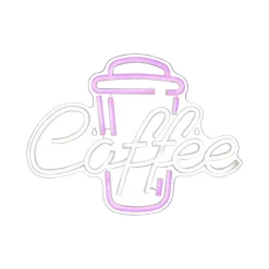 Coffee LED-væglampe, pink/hvid, plexiglas, 40 x 30 cm USB