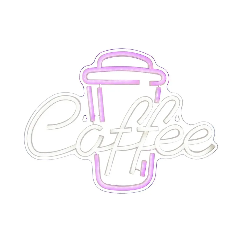 Coffee LED-væglampe, pink/hvid, plexiglas, 40 x 30 cm USB