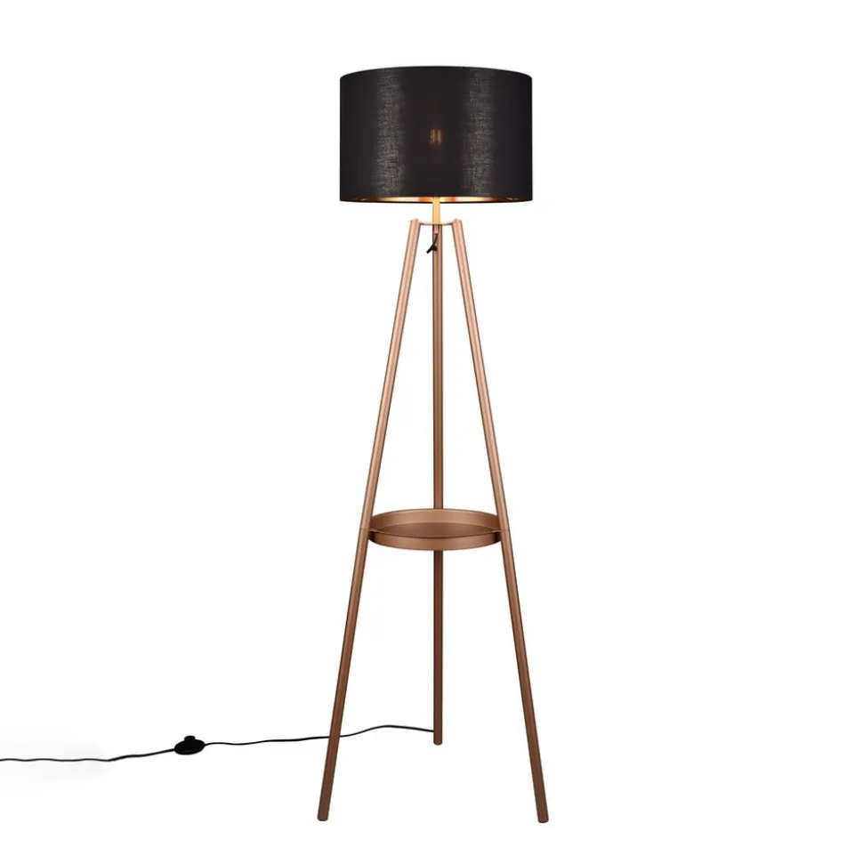 Colette gulvlampe, trebenet fod, kaffe/sort