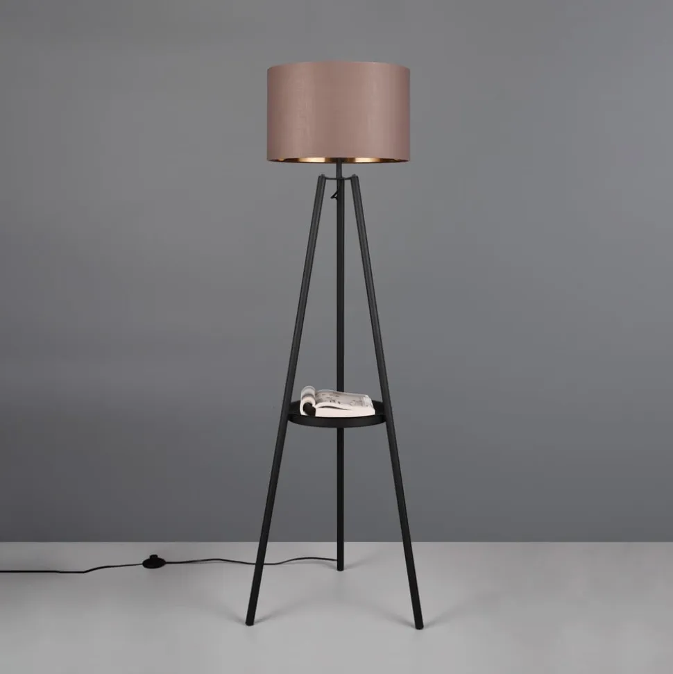 Colette gulvlampe, trebenet fod, sort/gråbrun