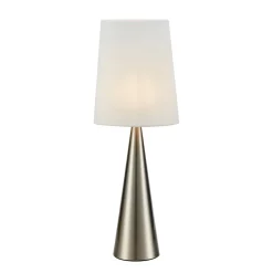Conus bordlampe med offwhite skærm, nikkel