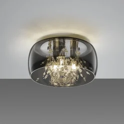 Crystel loftslampe af glas, krom, Ø 34 cm