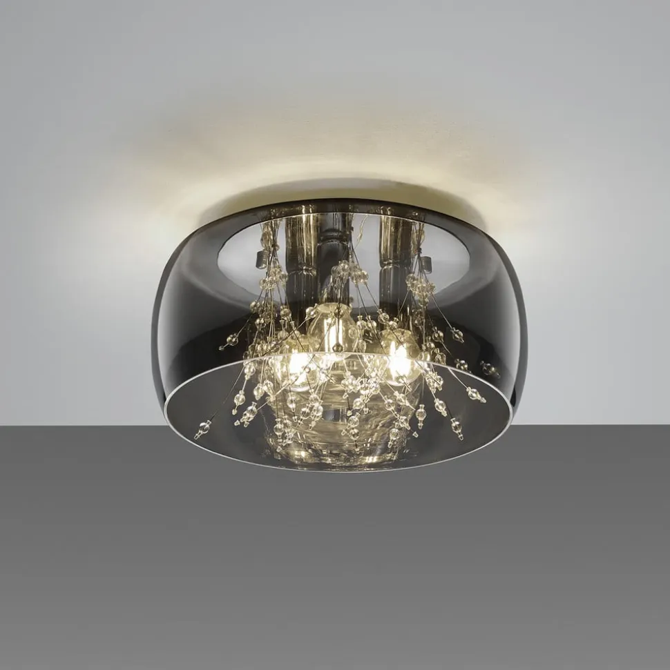 Crystel loftslampe af glas, krom, Ø 34 cm