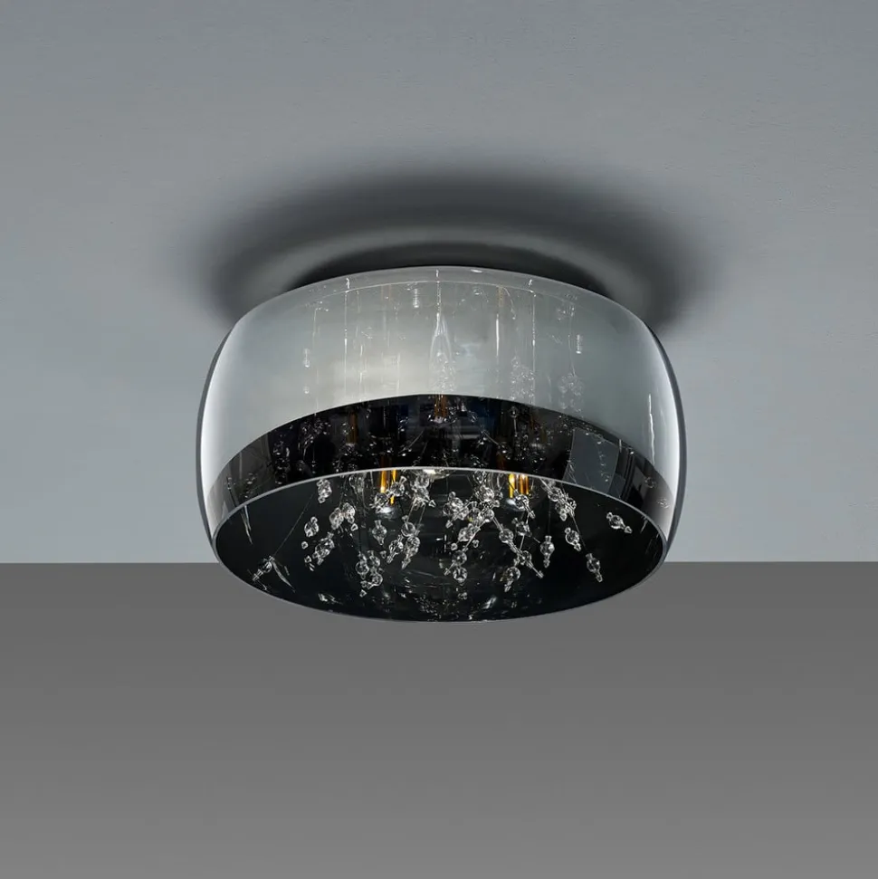 Crystel loftslampe af glas, krom, Ø 34 cm