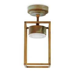 Cubic 3373 LED udendørs loftlampe, messing/opal
