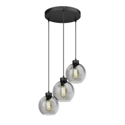 Cubus hængelampe, Ø 50 cm, 3 lyskilder, røgfarvet grå, glas