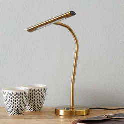 Curtis bøjelig LED-bordlampe, antik messing