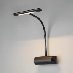Curtis væglampe med fleksibel arm, dæmpbar, sort