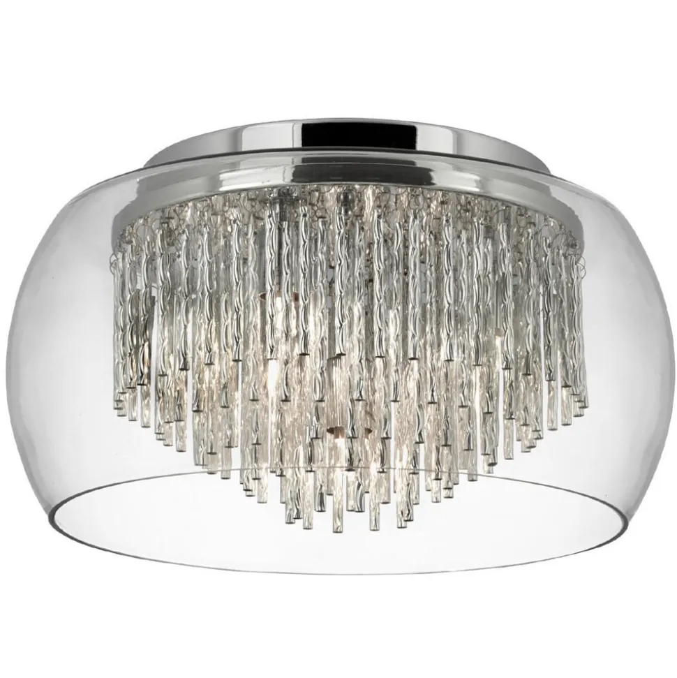Curva loftlampe af glas med alu-spiraler