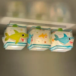 Dalber Little Shark loftlampe, havmotiv 3 lyskilde