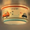Dalber Police loftlampe, blå/hvid, Ø 33 cm