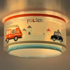 Dalber Police loftlampe, blå/hvid, Ø 33 cm