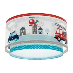 Dalber Police loftlampe, blå/hvid, Ø 33 cm
