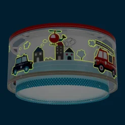 Dalber Police loftlampe, blå/hvid, Ø 33 cm