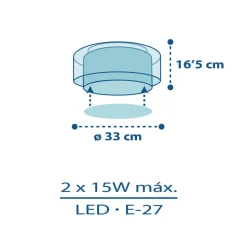 Dalber Police loftlampe, blå/hvid, Ø 33 cm