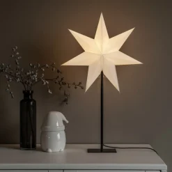 Dekolampe papirstjerne, 7-takket, hvid højde 65 cm