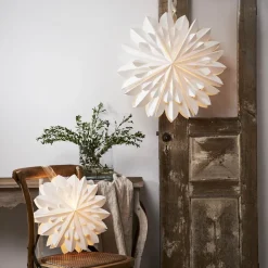 Dekorativ stjerne Cliff, papir, uden fatning hvid Ø 40cm