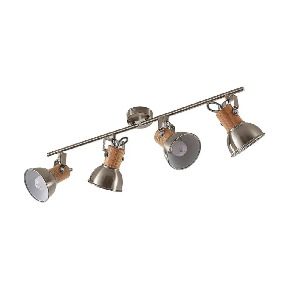 Dennis loftlampe med træ, 4 lyskilder.