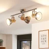 Dennis loftlampe med træ, 3 lyskilder, aflang