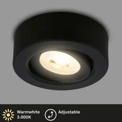 Desi indbygningslampe, sort, Ø9cm, tænd/sluk, 3000K