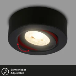 Desi indbygningslampe, sort, Ø9cm, tænd/sluk, 3000K