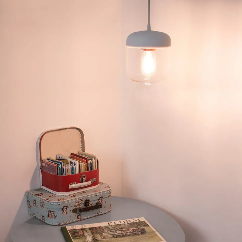 Designer pendellampe Acorn, hvid og poleret kobber