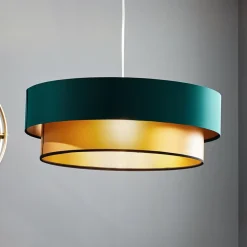 Dorina hængelampe, grøn/guld Ø 60cm