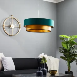 Dorina hængelampe, grøn/guld Ø 60cm