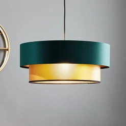 Dorina hængelampe, grøn/guld Ø 50cm